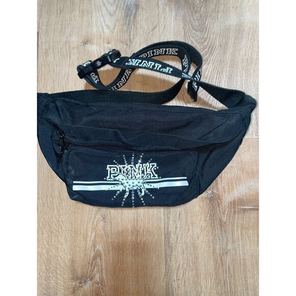 PINK - Belt Bag with Rhinestones (Black) with adjustable strap - Picture 1 of 4